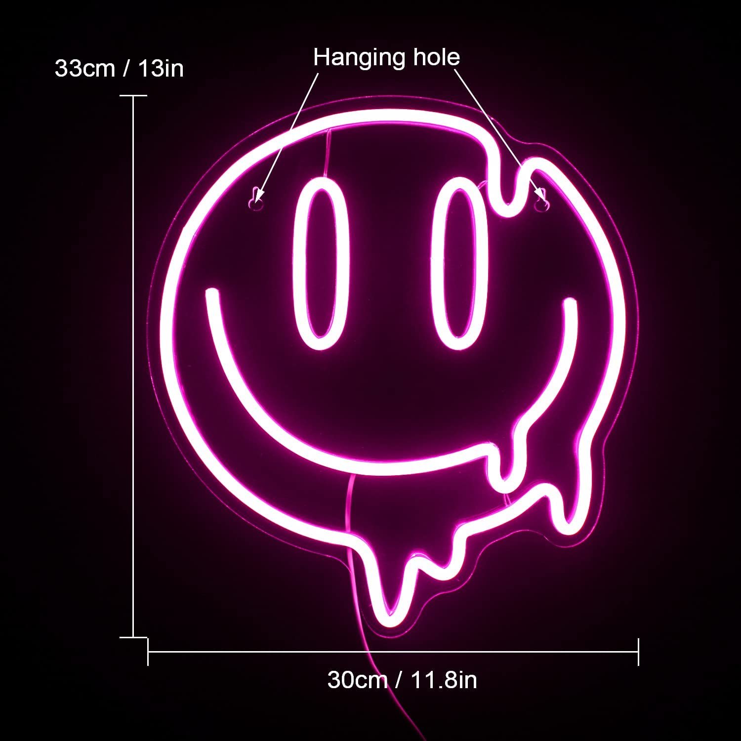 Custom Smile Face Neon Sign Led Neon Light Wall Decor Smiley Face Light up Signs USB Powered Yellow Neon Lights for Wall