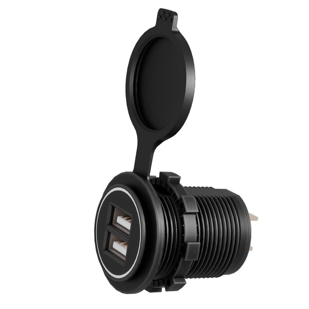 Factory Dual 2 Port Led Light 3.1A Socket Power Outlet Motorcycle Usb Mobile Phone Charger for Marine Bus Car Truck