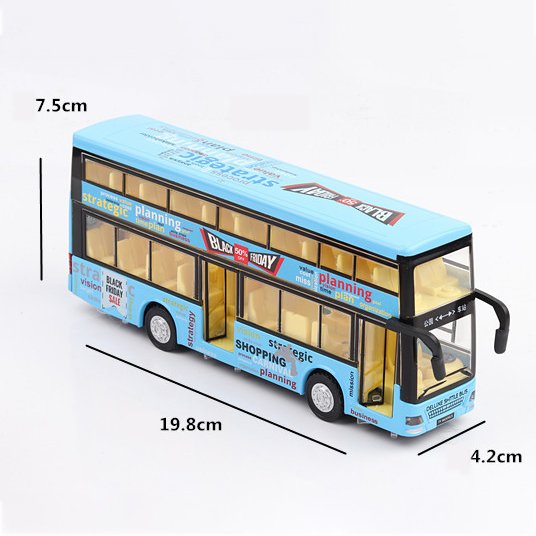 1/36 Diecast Model Car Toy Vhicles Pullback Double Decker Bus Model for Children Diecast Toy Vehicles for Boy