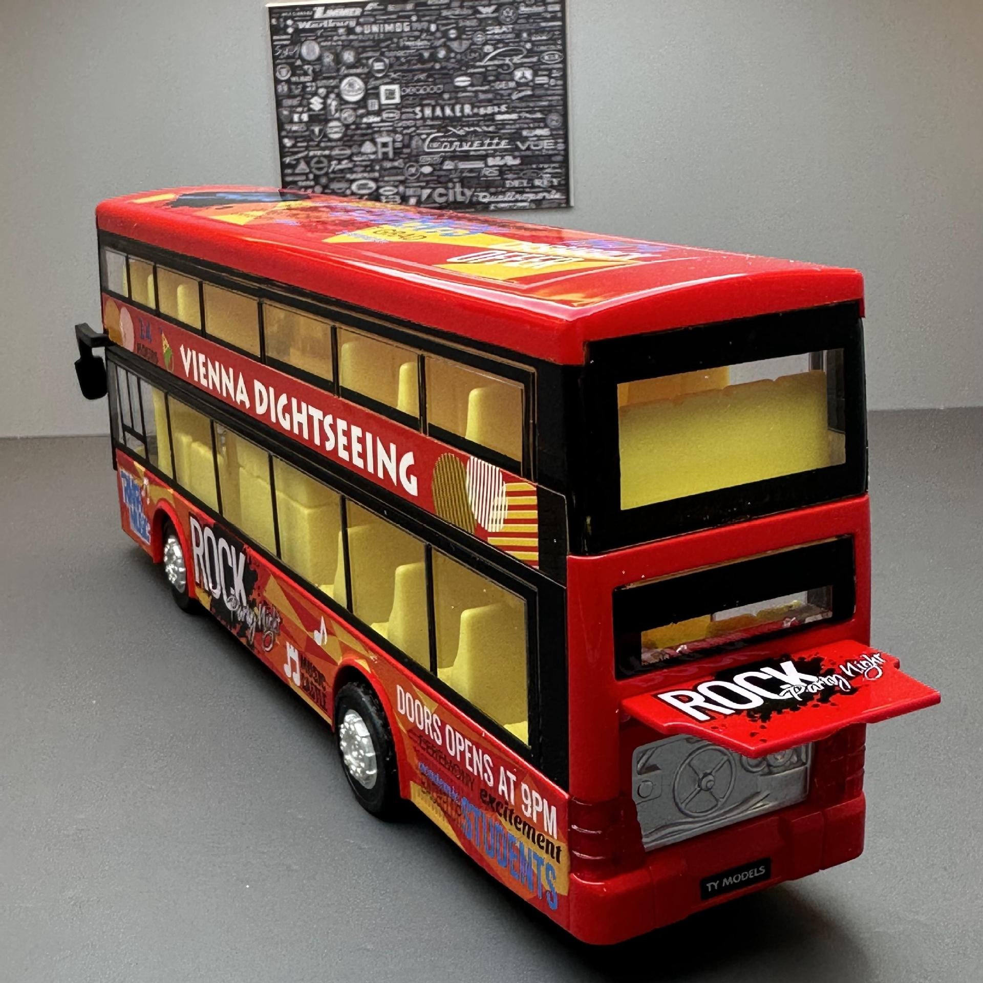 1/36 Diecast Model Car Toy Vhicles Pullback Double Decker Bus Model for Children Diecast Toy Vehicles for Boy
