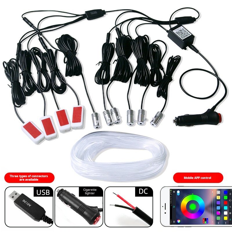 Yosovlamp Automotive LED Ambient Light APP One to Ten Color Changing Decorative Lights RGB Interior Dashboard Lights