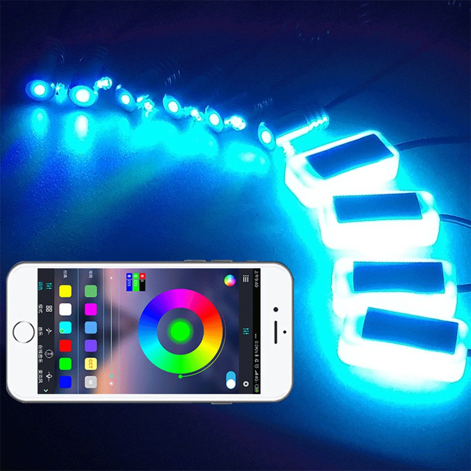 Yosovlamp Automotive LED Ambient Light APP One to Ten Color Changing Decorative Lights RGB Interior Dashboard Lights
