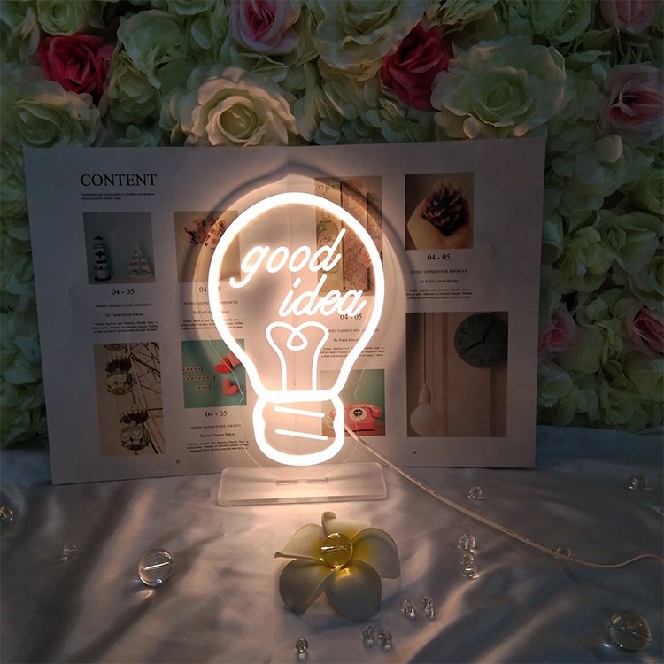 Free Standing Table Neon Lamp Custom Wedding Table Neon Sign Reception Table Business Sign Kids Toy with Holder Stand
