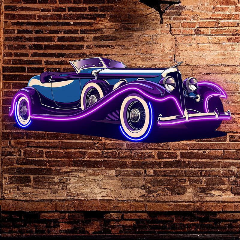 Creative Light Car Decoration Home & Shop Lighting Purple Double Door Super Car LED Neon Signs