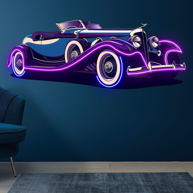 Creative Light Car Decoration Home & Shop Lighting Purple Double Door Super Car LED Neon Signs