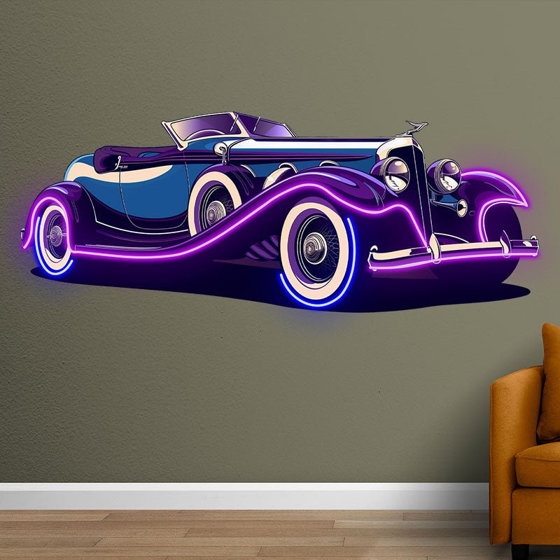 Creative Light Car Decoration Home & Shop Lighting Purple Double Door Super Car LED Neon Signs