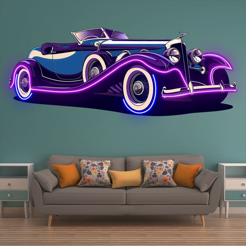 Creative Light Car Decoration Home & Shop Lighting Purple Double Door Super Car LED Neon Signs