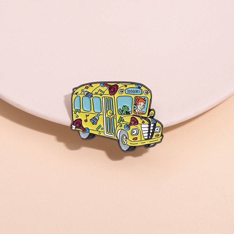 Funny School Bus Enamel Pin Cute Brooch Pines Lapel Pins Badge on Backpack Clothing Accessories Fashion Jewelry Friends Gifts