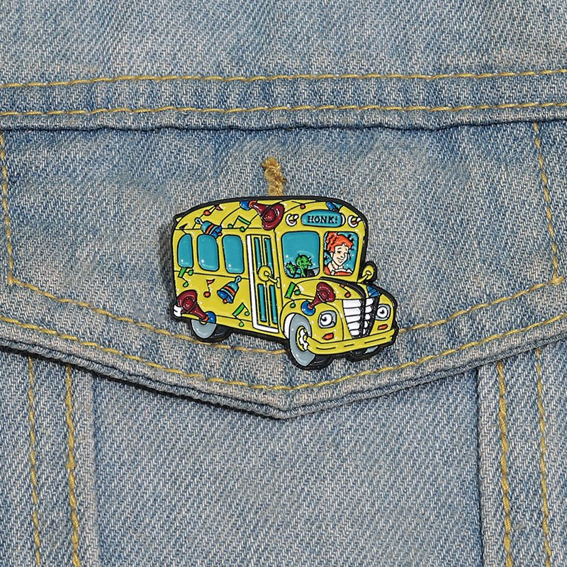Funny School Bus Enamel Pin Cute Brooch Pines Lapel Pins Badge on Backpack Clothing Accessories Fashion Jewelry Friends Gifts