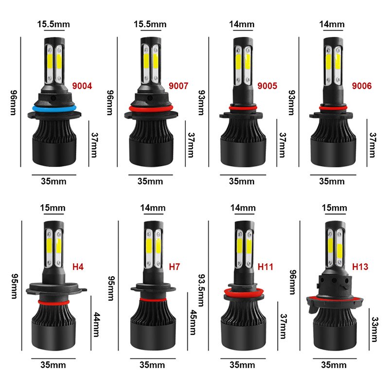 2022 Car Light Accessories Led H13 Led Lights Four Sides Headlight 6000k White 55w X7 LED Headlight H4 H7 H11 Led Bulbs for Car