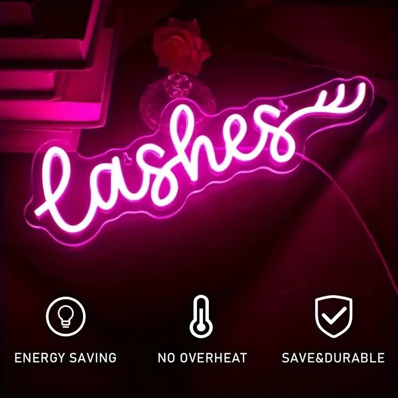 Manufacturer NO MOQ Fast Delivery Custom LED Neon Light Lashes Neon Sign Dropshipping Neon Sign for Bedroom Party Home Decor