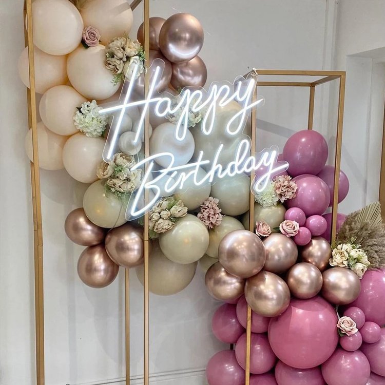 JAGUARSIGN Manufacturer Custom Neon Sign LED Happy Birthday Party Decorative Resin Cast Neon Sign Drop Shipping
