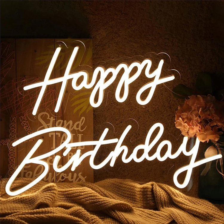 JAGUARSIGN Manufacturer Custom Neon Sign LED Happy Birthday Party Decorative Resin Cast Neon Sign Drop Shipping