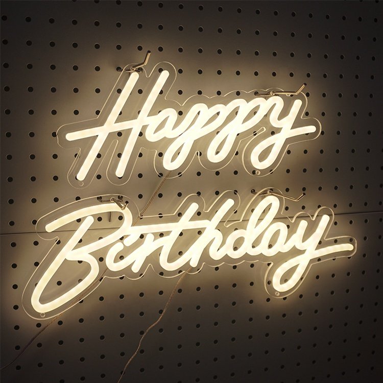 JAGUARSIGN Manufacturer Custom Neon Sign LED Happy Birthday Party Decorative Resin Cast Neon Sign Drop Shipping