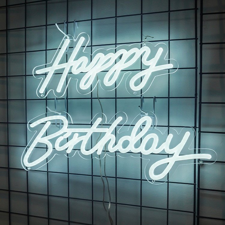 JAGUARSIGN Manufacturer Custom Neon Sign LED Happy Birthday Party Decorative Resin Cast Neon Sign Drop Shipping