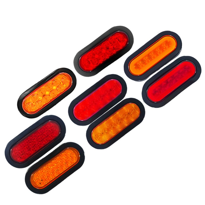 10 LED Oval Trailer Tail Lights Rubber Mount 12v 24 LED Stop Turn Brake Lamp Side Marker Light Waterproof for Truck Vans Suv