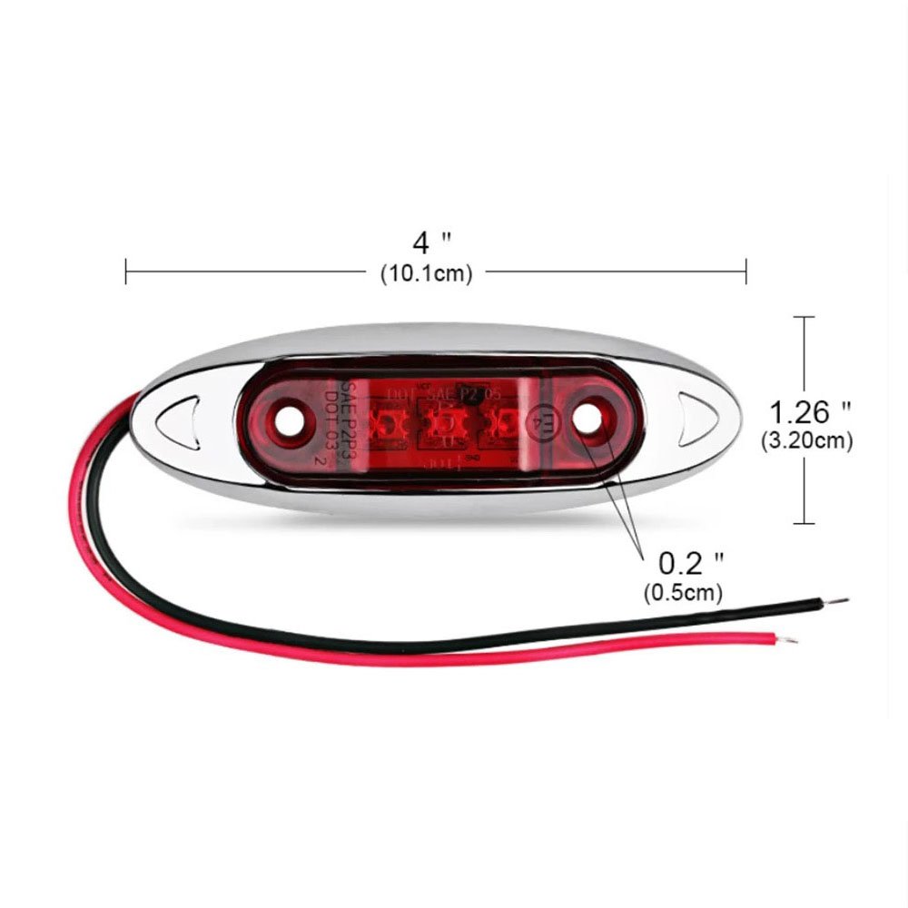 12-24V 3 LED Side Marker Lights Warning Tail Light Auto Car External Lights for Trailer Truck Lorry Yellow White Red