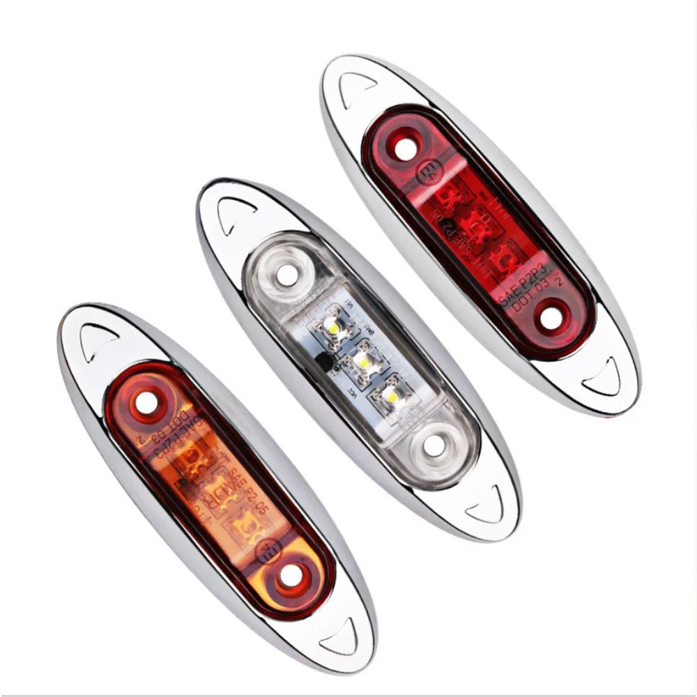 12-24V 3 LED Side Marker Lights Warning Tail Light Auto Car External Lights for Trailer Truck Lorry Yellow White Red