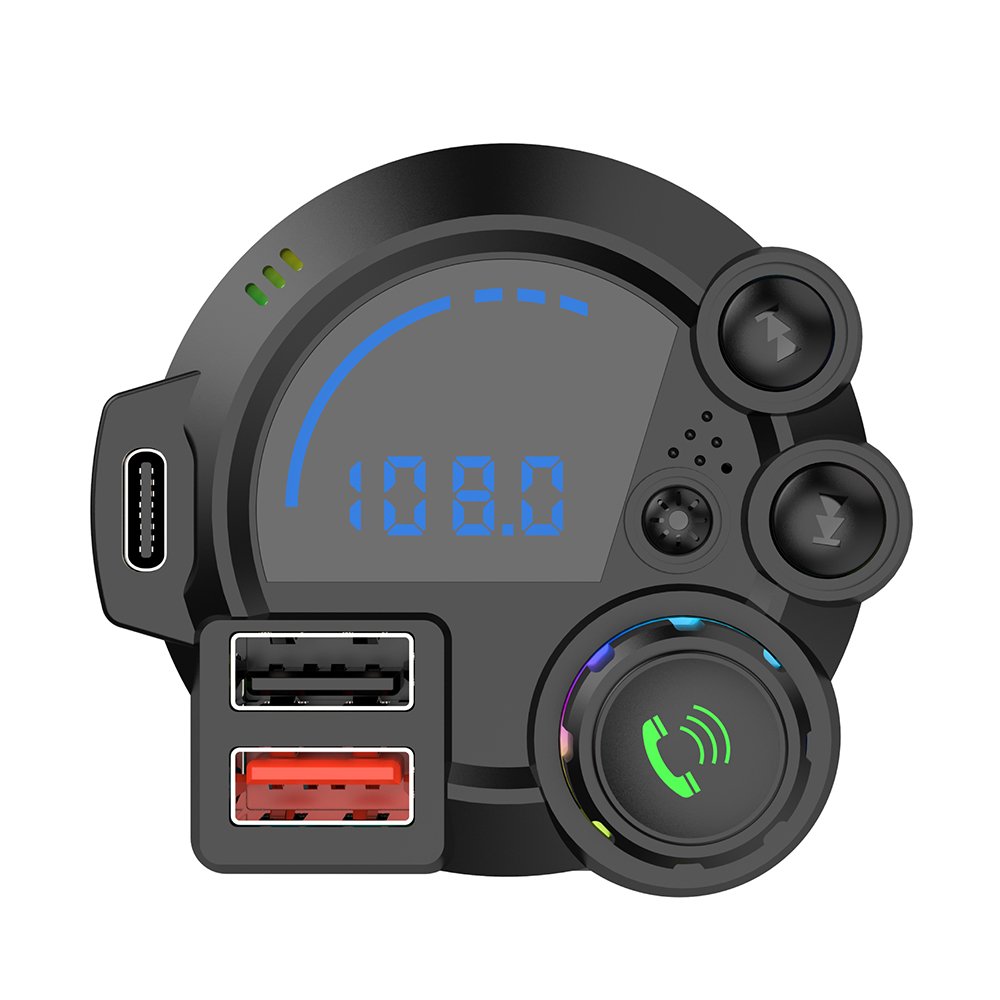 P22 Car Bluetooth MP3 Player with FM Transmitter QC3.0 PD20W Fast Charging USB Car Charger 12 Months Multi-Function Stereo Sound