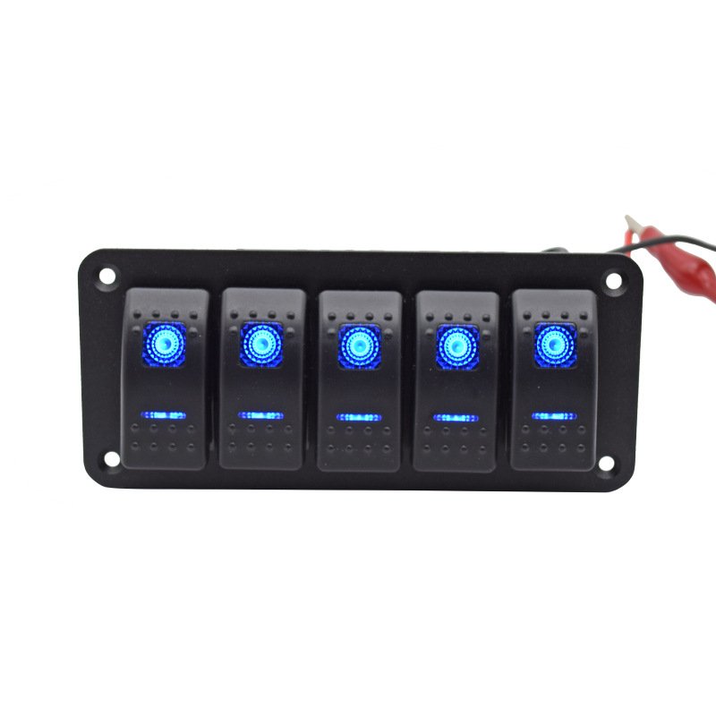 12V 5 Gang Rocker Boat Marine 12V 24V Switch Panel Boat Switch Panel RV Yacht Accessories Car Switch Panel