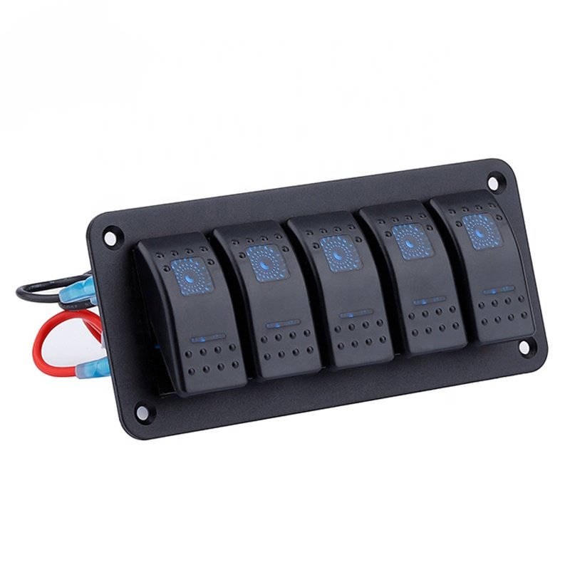 12V 5 Gang Rocker Boat Marine 12V 24V Switch Panel Boat Switch Panel RV Yacht Accessories Car Switch Panel