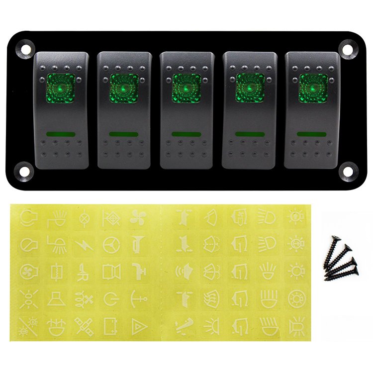 12V 5 Gang Rocker Boat Marine 12V 24V Switch Panel Boat Switch Panel RV Yacht Accessories Car Switch Panel