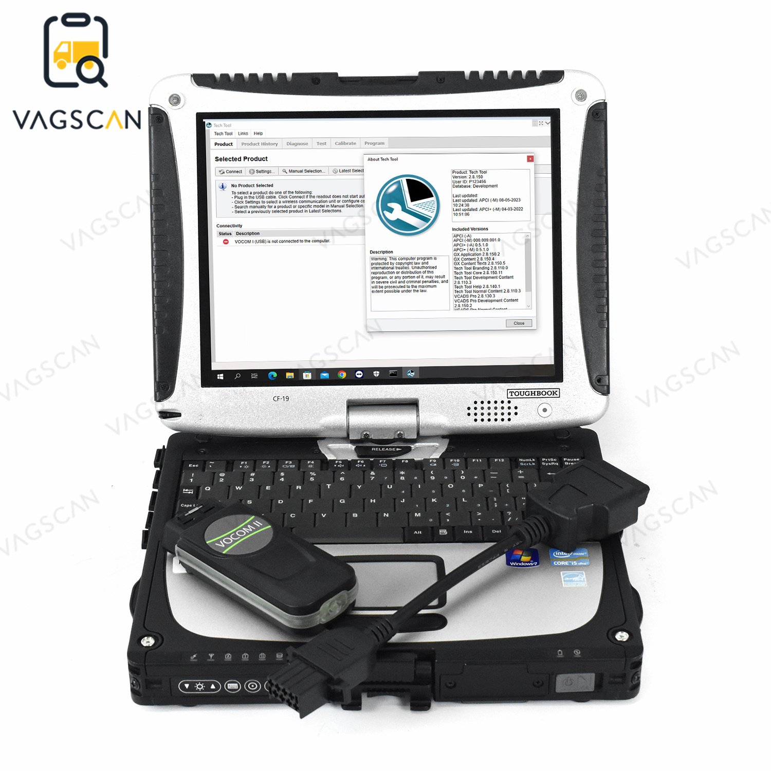 CF 19 Laptop for vol-voVOCOM II Mini Adapter 88894200 and Diagnostic Cables Truck Excavator Diagnostic Tool