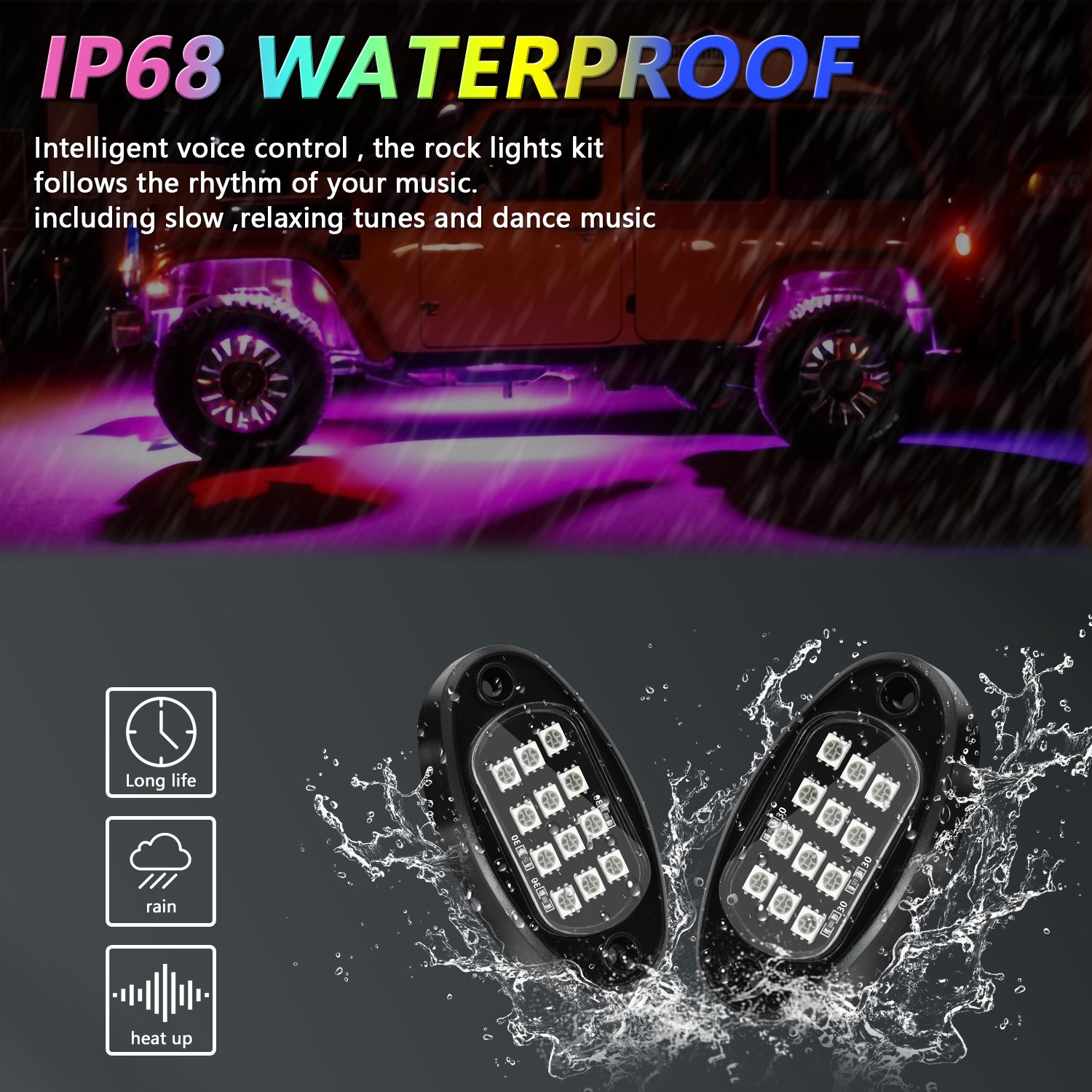 G5 RGB Phantom Car Chassis Lights Rock Lights Extension Kit for Jeep Truck Motorcycle Golf Cart ATVs