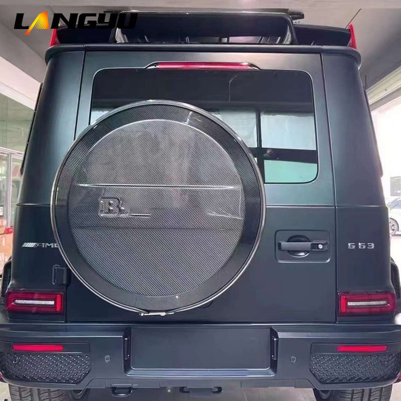 Langyu Car Exterior Accessories Dry Carbon Fiber Wheel Cover for Mercedes Benz W464 G Class Bra-bus Style Spare Tire Cover