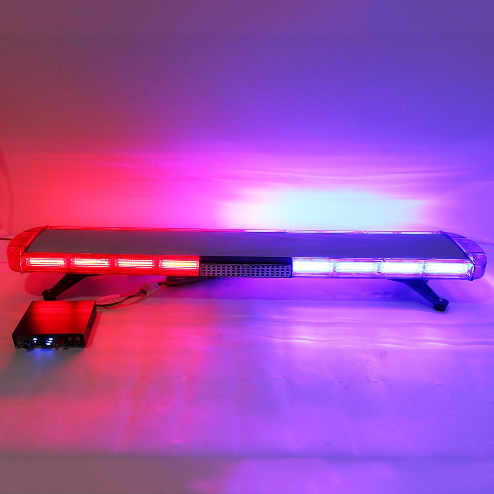 New COB Red Blue Strobe Warning Light Bar 120cm 47'' Security Beacon Light LED Safety Lightbar For Truck Ambulance Siren Speaker