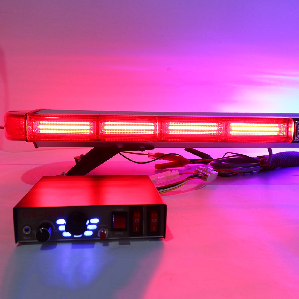 New COB Red Blue Strobe Warning Light Bar 120cm 47'' Security Beacon Light LED Safety Lightbar For Truck Ambulance Siren Speaker