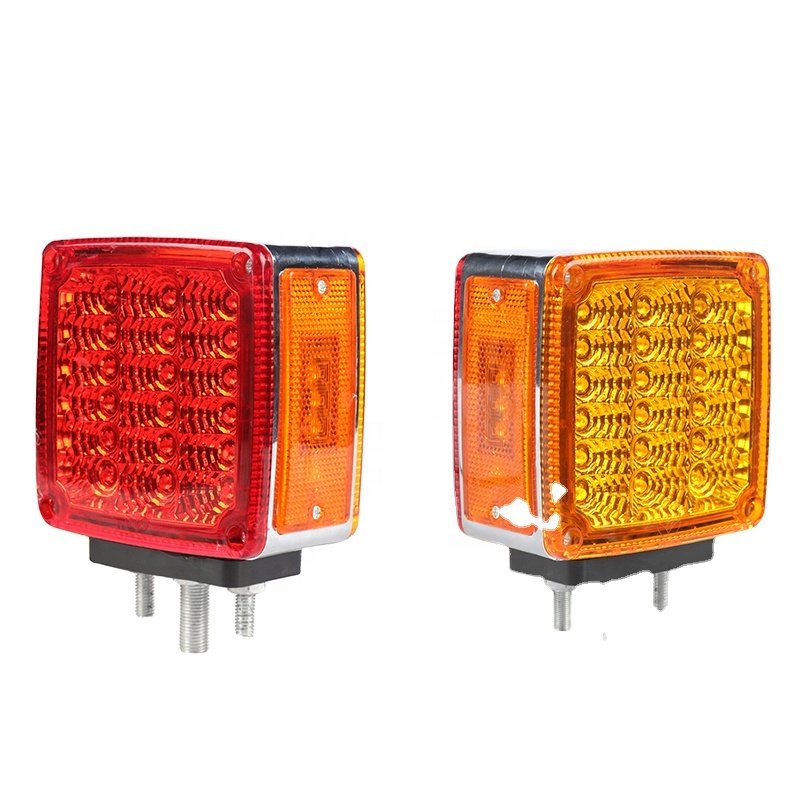 YOUKEN 12v 39 Leds Double Face Pedestal Light Square Side Marker With Turn Signal Lamp For American Trucks
