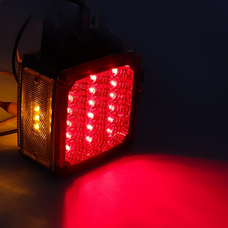 YOUKEN 12v 39 Leds Double Face Pedestal Light Square Side Marker With Turn Signal Lamp For American Trucks