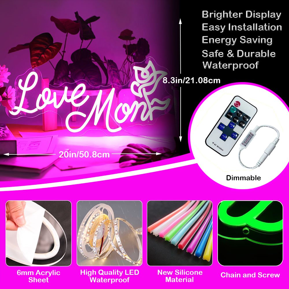 Custom Led Electronic Sign Mother Day Gifts Love Mom Neon Sign Bar Shop Decorative Lighting