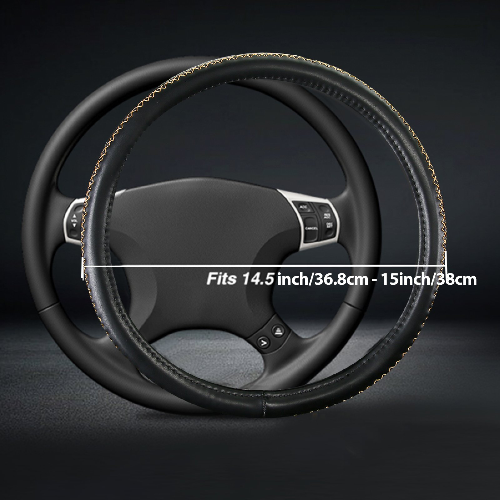 Premium Sports-Style Non-Slip Rubber Steering Wheel Cover Breathable Design for Cars SUVs Trucks