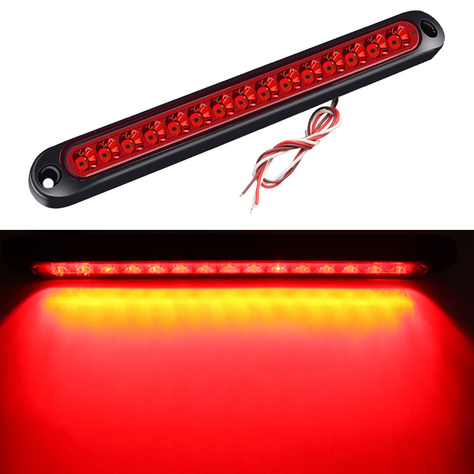 12V 24V LED Bar Stop Turn Tail Lights Red Trailer Brake Tail Light Waterproof Brake Strip for Offroad Truck RV UTV ATV