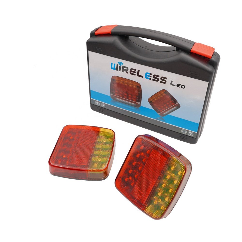 DC 12v 24 Volts Universal 20 Leds square Amber Red Wireless Trailer Truck Lights Rechargeable Led Magnetic Truck Led Tail Lights
