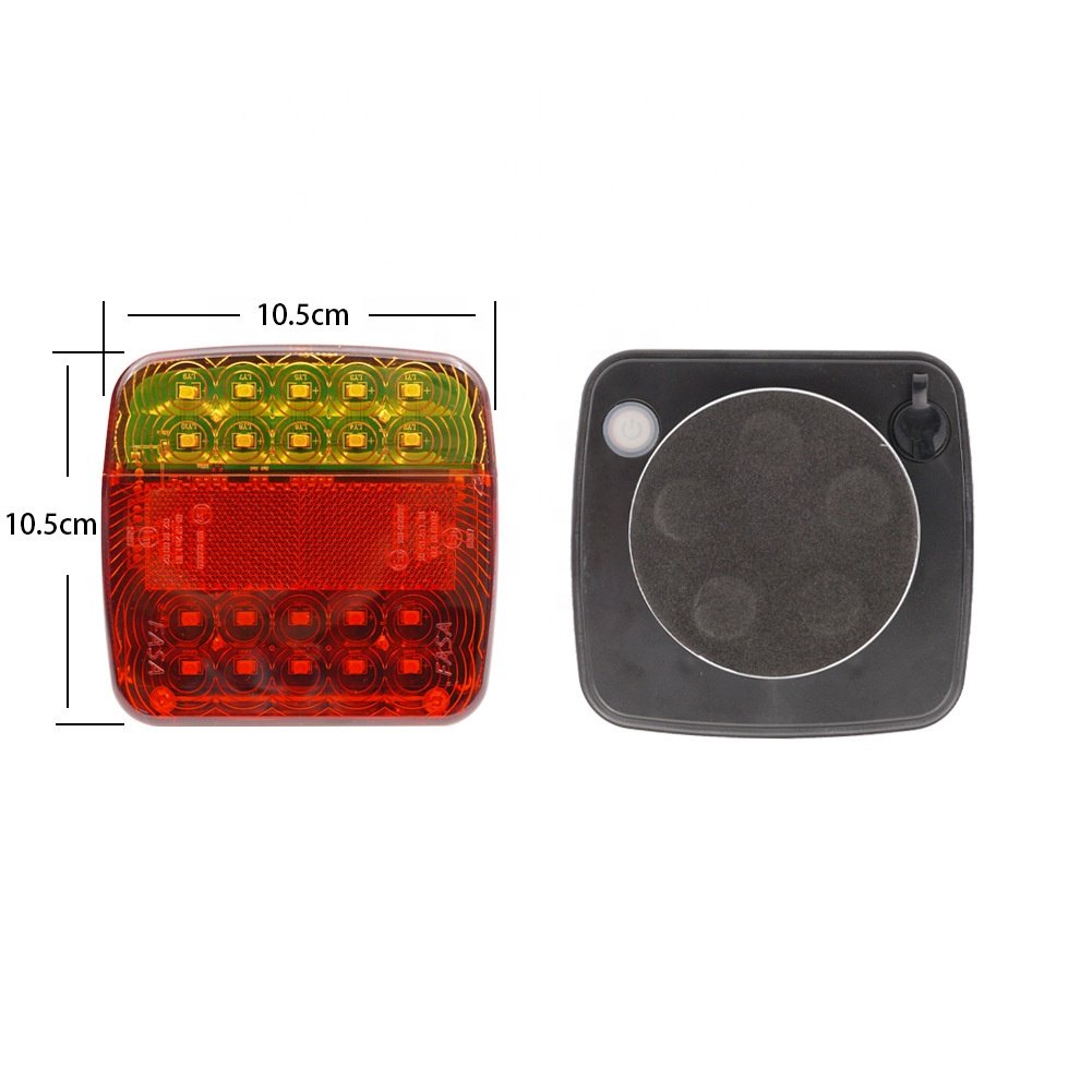 DC 12v 24 Volts Universal 20 Leds square Amber Red Wireless Trailer Truck Lights Rechargeable Led Magnetic Truck Led Tail Lights