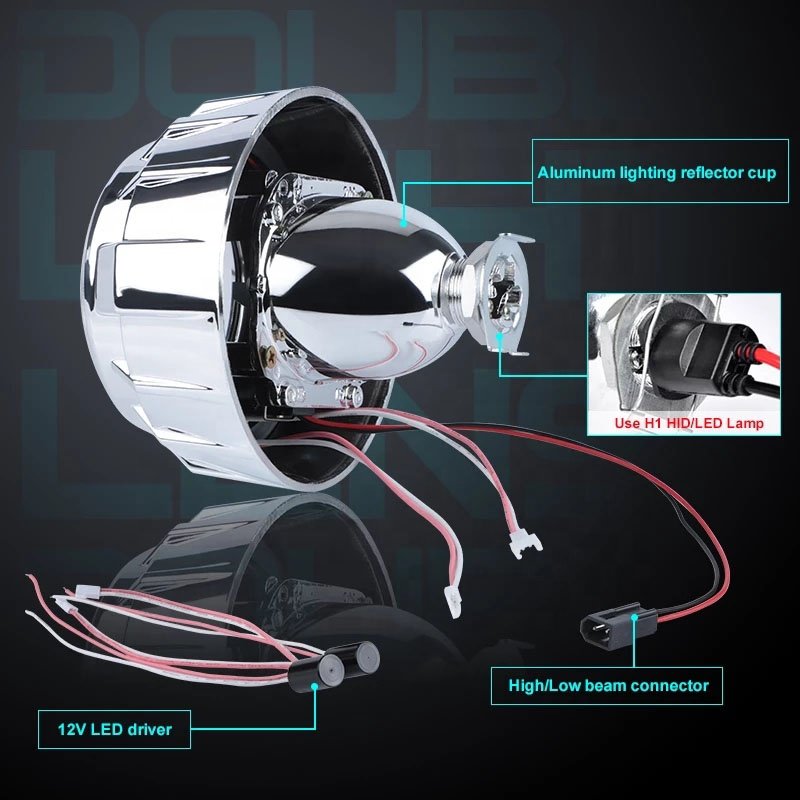 AES G1 Dual CCFL Angel Eyes Bi-Xenon Projector Lens Kit with 2.5/3.0inch H1 SUPER-WST Projector