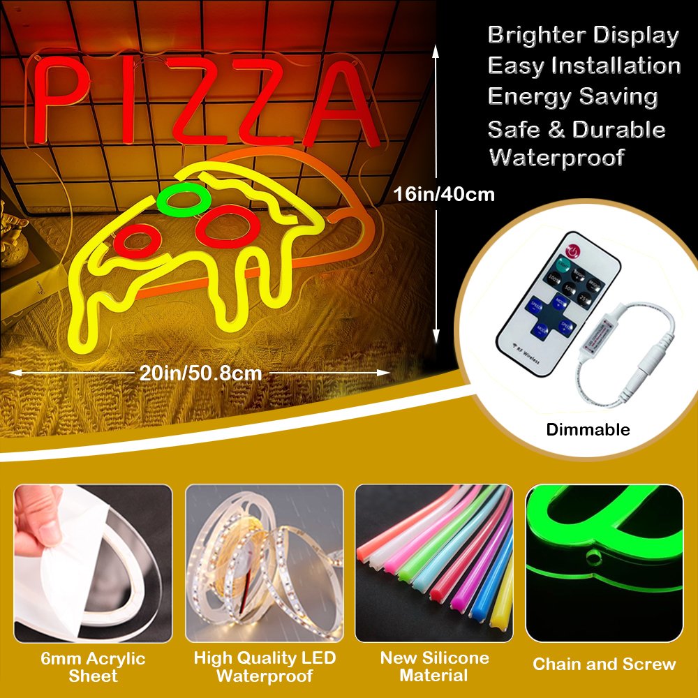 Wholesale Led Logo Fast Food Pizza Neon Light Drop Shipping for Party Restaurant Decor