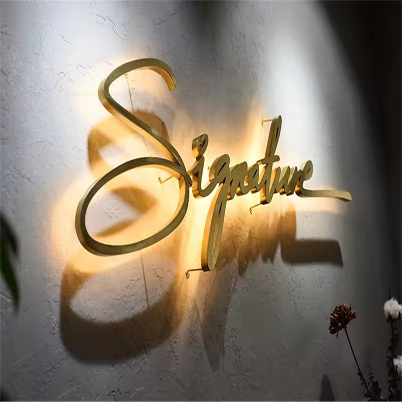 Custom Wall Logo Backlit Letters 3D Letter Acrylic Sign Outdoor Lighted Signs Stainless Steel 3D Letter Sign