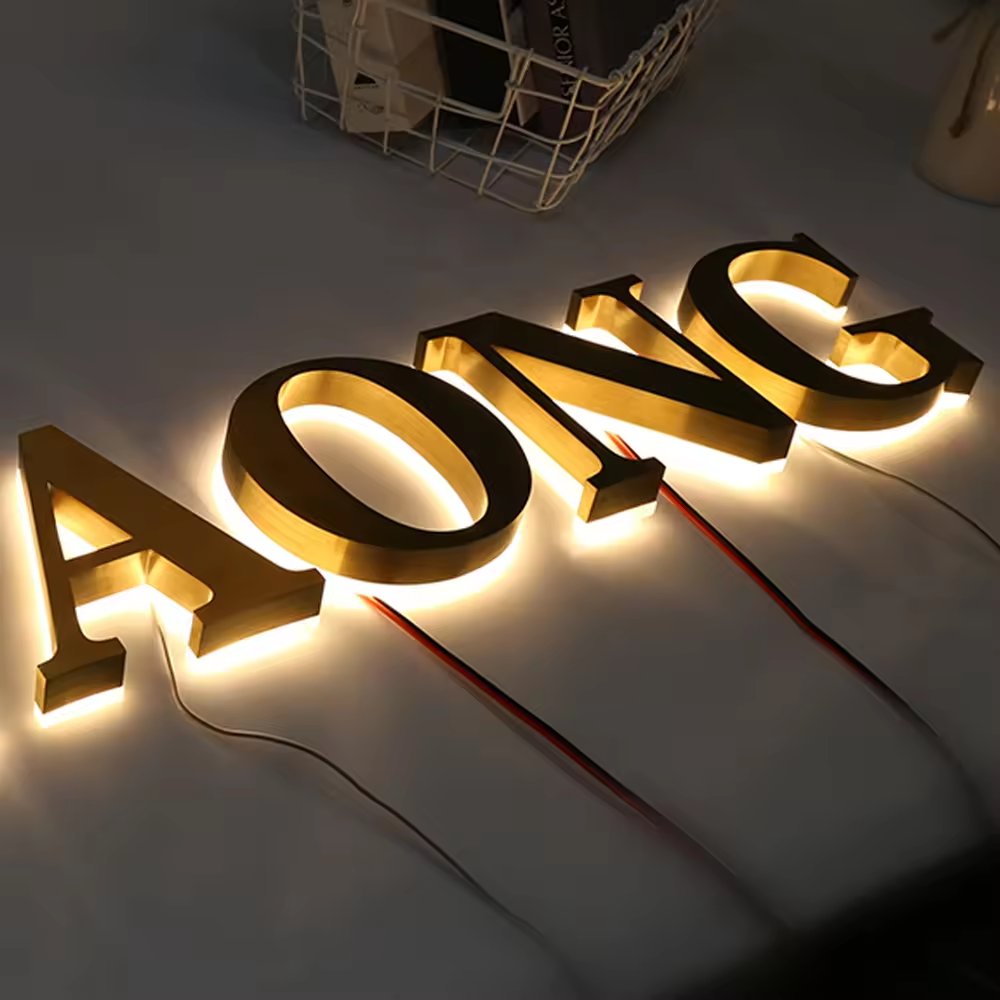 Custom Wall Logo Backlit Letters 3D Letter Acrylic Sign Outdoor Lighted Signs Stainless Steel 3D Letter Sign
