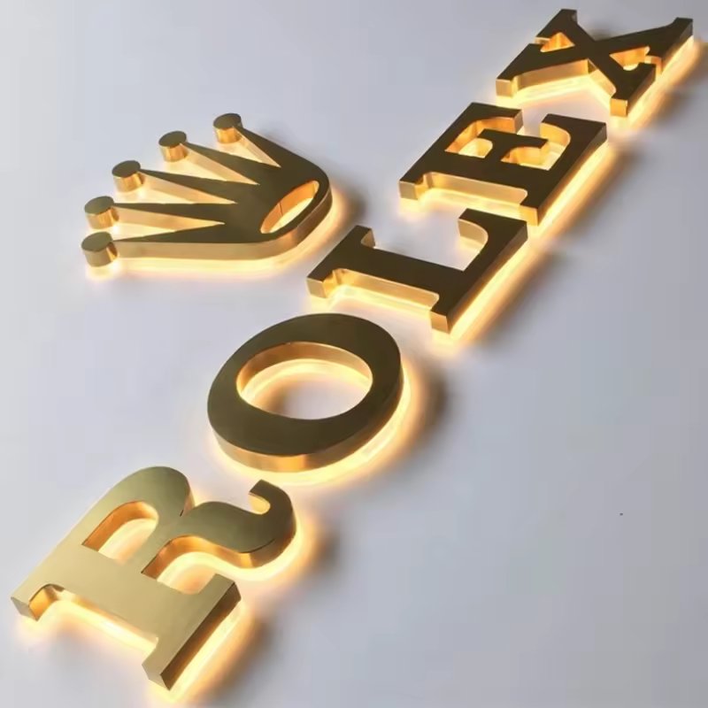 Custom Wall Logo Backlit Letters 3D Letter Acrylic Sign Outdoor Lighted Signs Stainless Steel 3D Letter Sign