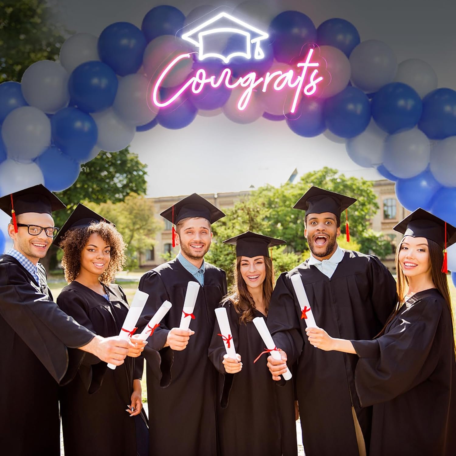 College Congrats Grad Gifts Sign USB Battery Powered Congrats Grad Cap Neon Sign Graduation Party Decorations Backdrop Wall Art