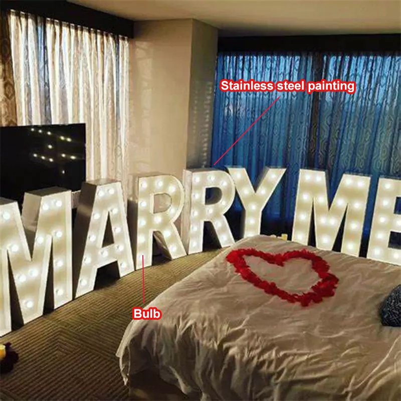 Kexian Custom 4ft Light up Letters LED Marquee Letter Marry Me Illuminated Marquee Letters for Wedding Decoration