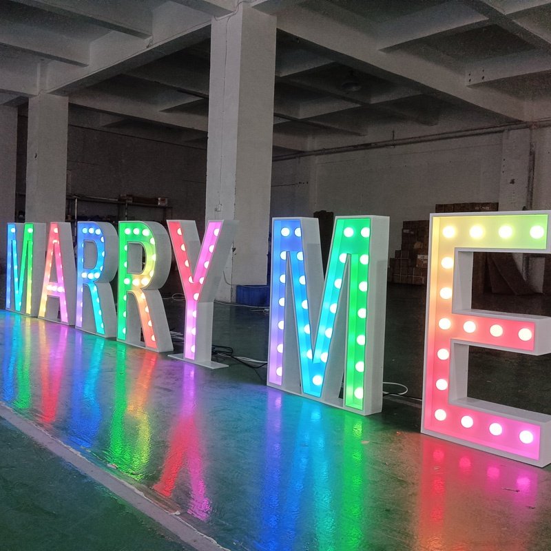 Kexian Custom 4ft Light up Letters LED Marquee Letter Marry Me Illuminated Marquee Letters for Wedding Decoration
