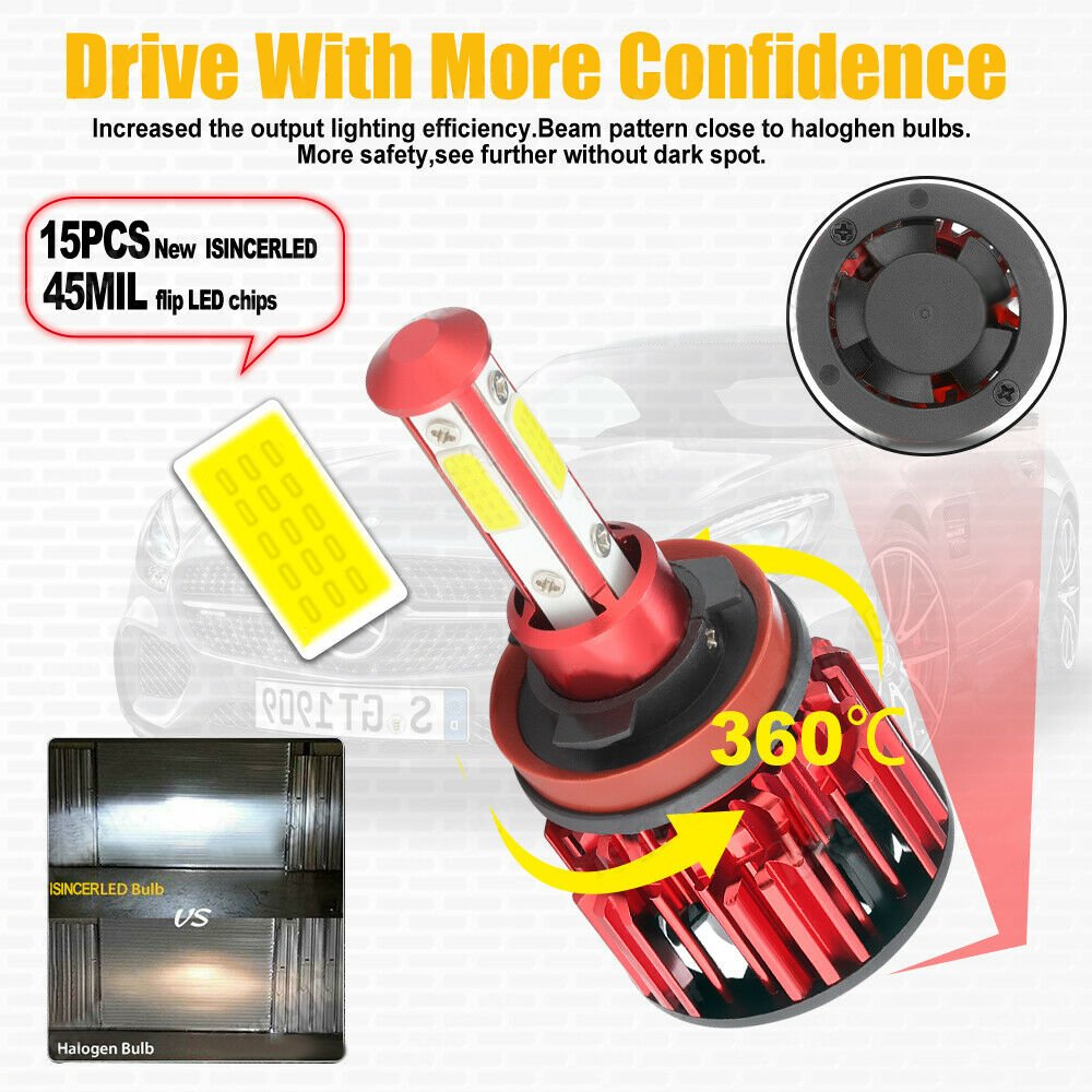 X18 COB Auto H7 H8 H9 H11 LED Car Bus 9005 9006 9012 5202 6000K LED Bulb 8000LM Led Headlight Bulbs Headlamps Head Light Lamp