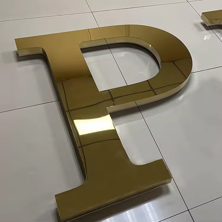 Hotel Brass Metal Letter Signs Brass Identification Brushed Surface Golden Letter Metal Number Brass Letter Sign