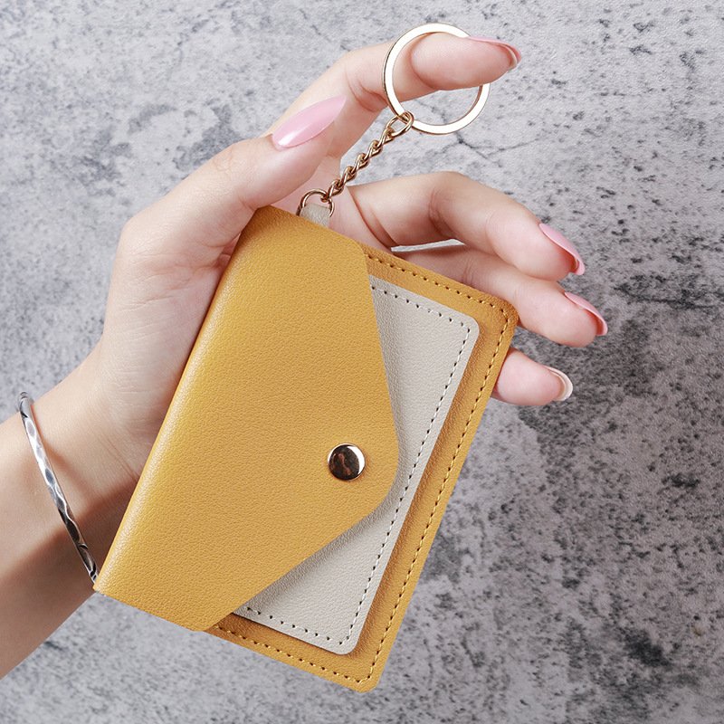 Elegant Mini Card Case for Women Candy Hues Keychain Accessory Studentfriendly Bus Card and Card Holder Wallet