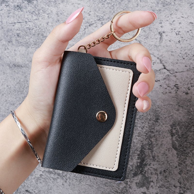 Elegant Mini Card Case for Women Candy Hues Keychain Accessory Studentfriendly Bus Card and Card Holder Wallet